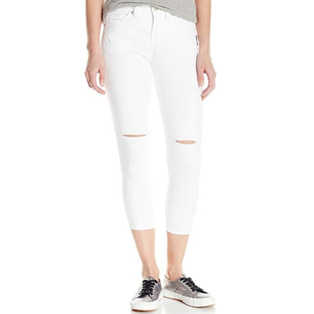 Silver Jeans Suki High Capri in White